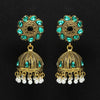 Teal Gram Color Oxidised Earrings