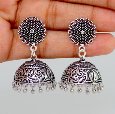 Oxidised Silver Plated Handmade Jhumka Earrings