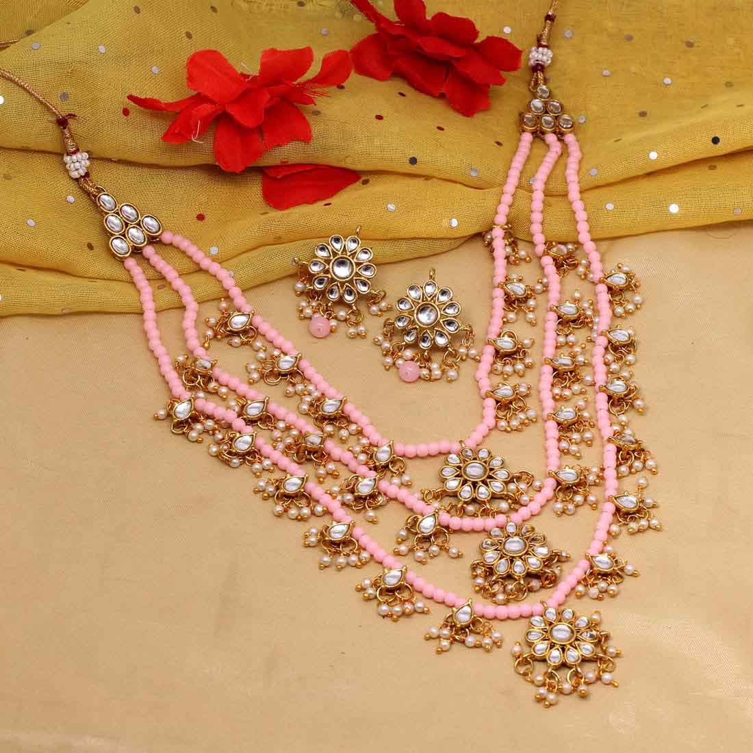 Pink Color Necklace Set